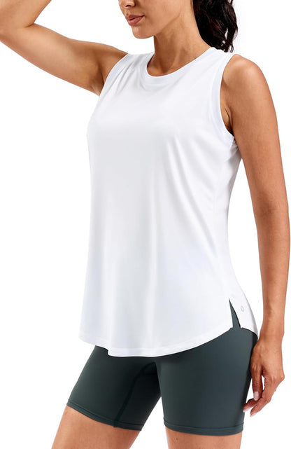 Women's Lightweight Long Workout Tops Sleeveless Tennis Gym Yoga Shirts Athletic Running Tank Top for Women Loose Fit