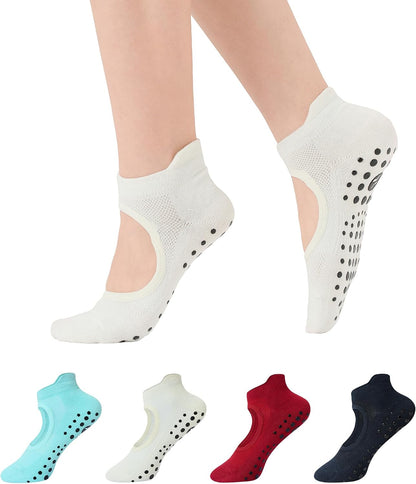Pilates Socks with Grips for Women, Yoga Socks, Crew Non Slip Women for Barre, Pilates Gifts for Women