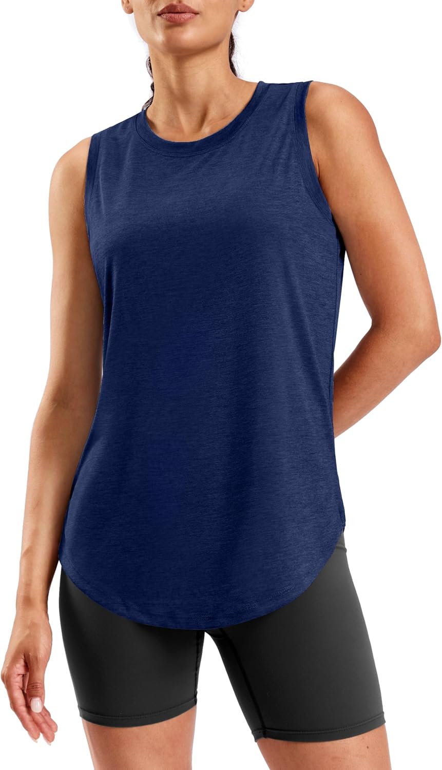 Women's Lightweight Long Workout Tops Sleeveless Tennis Gym Yoga Shirts Athletic Running Tank Top for Women Loose Fit
