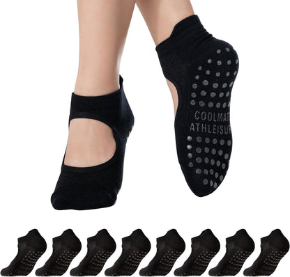 Pilates Socks with Grips for Women, Yoga Socks, Crew Non Slip Women for Barre, Pilates Gifts for Women