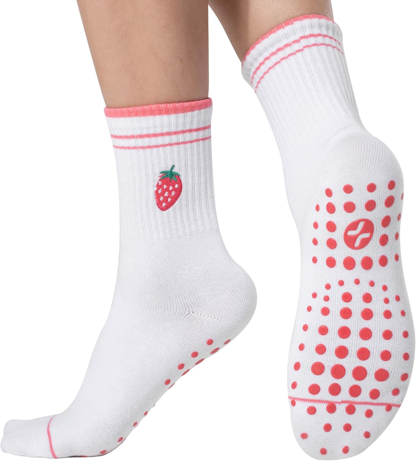 Pilates Socks with Grips for Women, Yoga Socks, Crew Non Slip Women for Barre, Pilates Gifts for Women