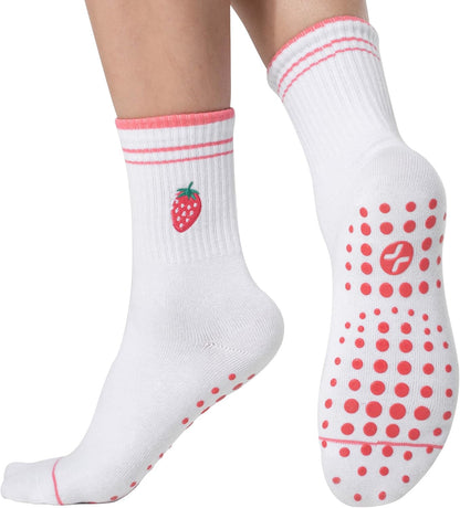 Pilates Socks with Grips for Women, Yoga Socks, Crew Non Slip Women for Barre, Pilates Gifts for Women