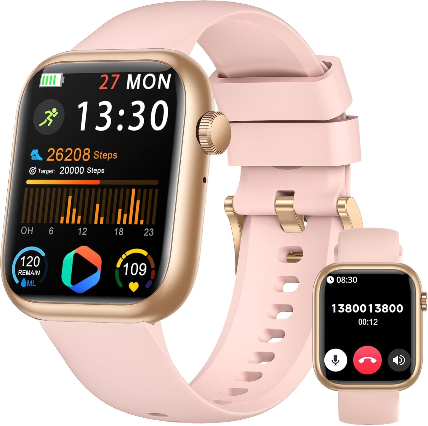 Smart Watch: 1.83" Call Answer FitnessTracker with Heart Rate & BloodPressure, IP68