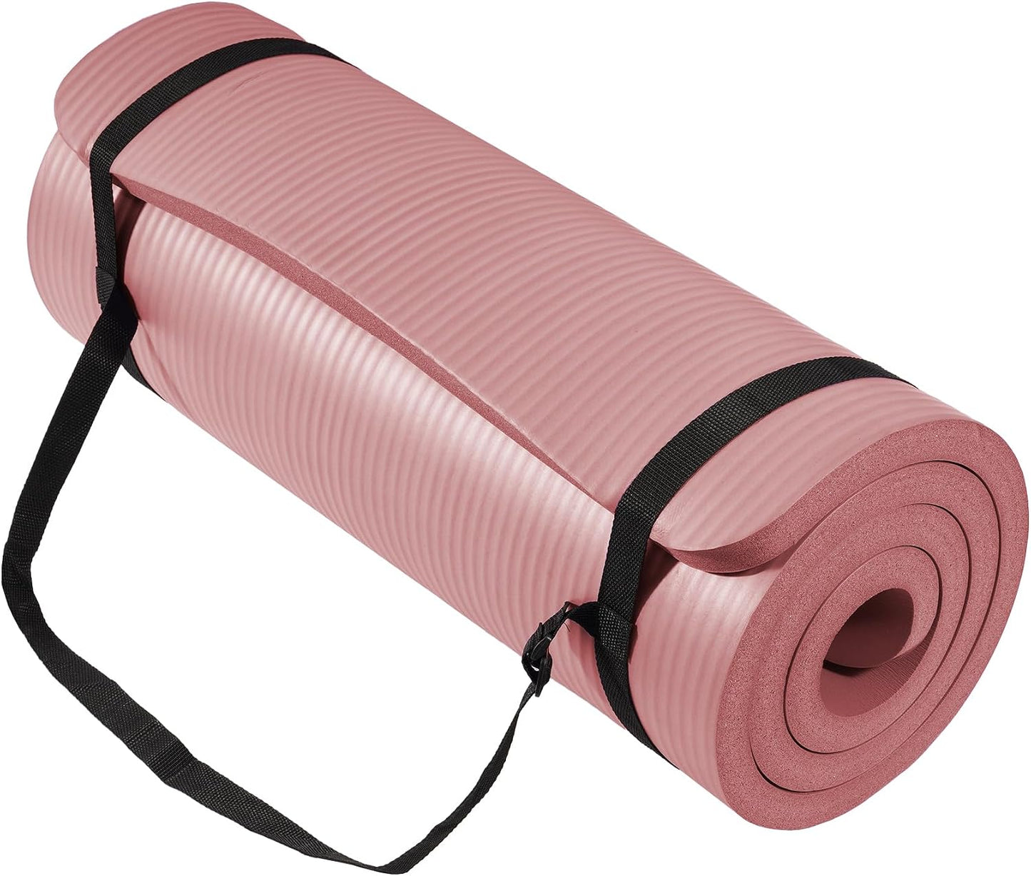 Yoga Mat, 1-Inch Extra Thick High Density Exercise Mat, Anti-Tear Exercise Yoga Mat with Carrying Strap, Suitable for Various Yoga Exercises, Multiple Colors