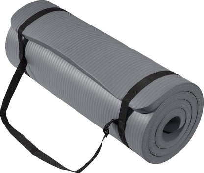 Yoga Mat, 1-Inch Extra Thick High Density Exercise Mat, Anti-Tear Exercise Yoga Mat with Carrying Strap, Suitable for Various Yoga Exercises, Multiple Colors