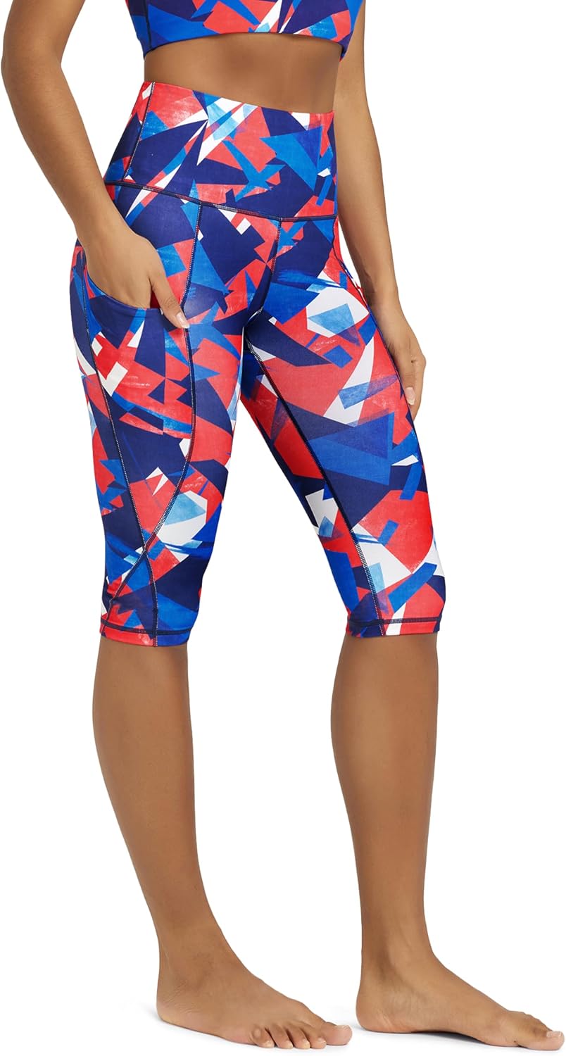 Women's High Waisted Yoga Capris with Pockets, Tummy Control Non See Through Workout Athletic Running Capri Leggings