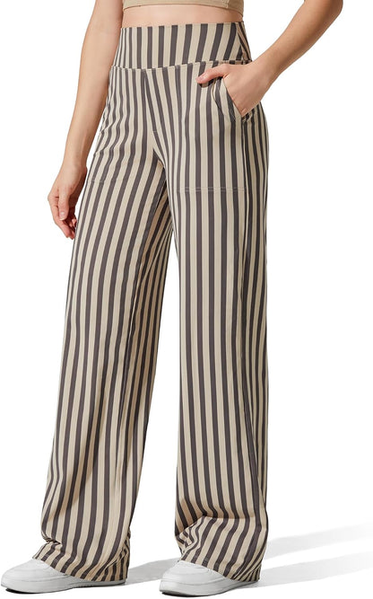 Yoga Pants Women Wide Leg Pants with Pockets High Waist Stretch Dress Casual Sweatpants Petite/Regular/Tall