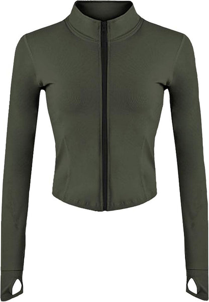 Women's Full Zip Seamless Workout Jacket Running Yoga Slim Fit Track Jacket
