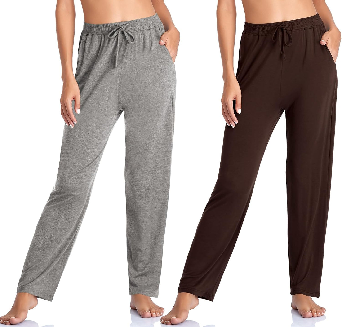 Women's Yoga Pants with Pockets Comfy Stretch Loose Wide Leg Casual Pants Breathable Running Workout Lounge Pants