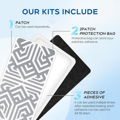 Reusable Pain Patch, for Sore Muscle Relief - Pain Relief Patches for Back, Foot, Knee, Neck & More, Easy Adhesive Application, Fast Acting - Includes 1 Patch, 3 Adhesives&1 Carry Case - 3pcs