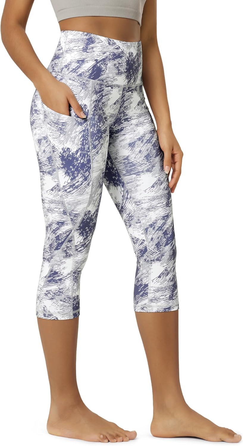 Women's High Waisted Yoga Capris with Pockets, Tummy Control Non See Through Workout Athletic Running Capri Leggings