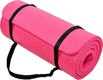 Yoga Mat, 1-Inch Extra Thick High Density Exercise Mat, Anti-Tear Exercise Yoga Mat with Carrying Strap, Suitable for Various Yoga Exercises, Multiple Colors