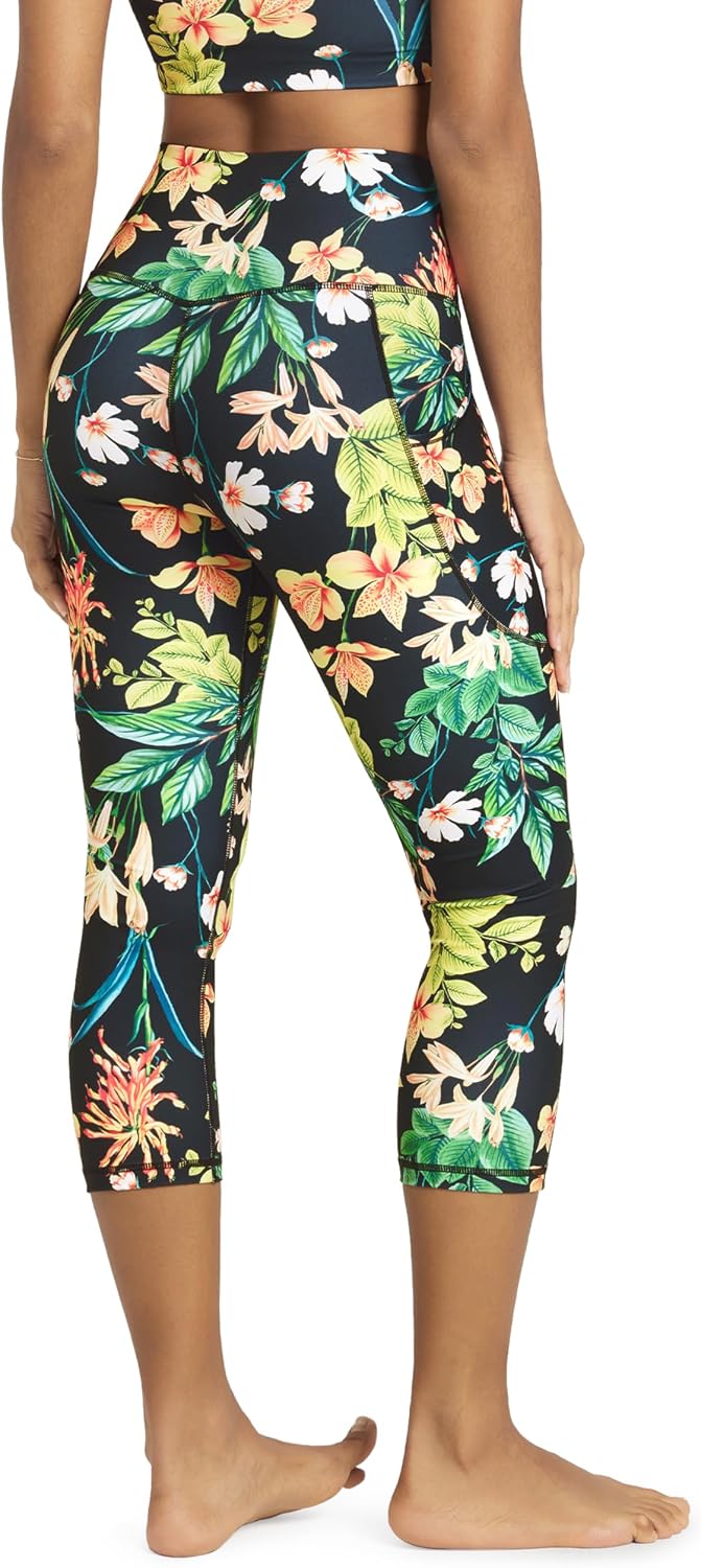 Women's High Waisted Yoga Capris with Pockets, Tummy Control Non See Through Workout Athletic Running Capri Leggings