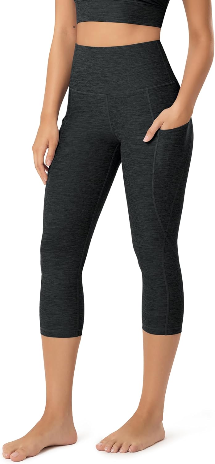 Women's High Waisted Yoga Capris with Pockets, Tummy Control Non See Through Workout Athletic Running Capri Leggings