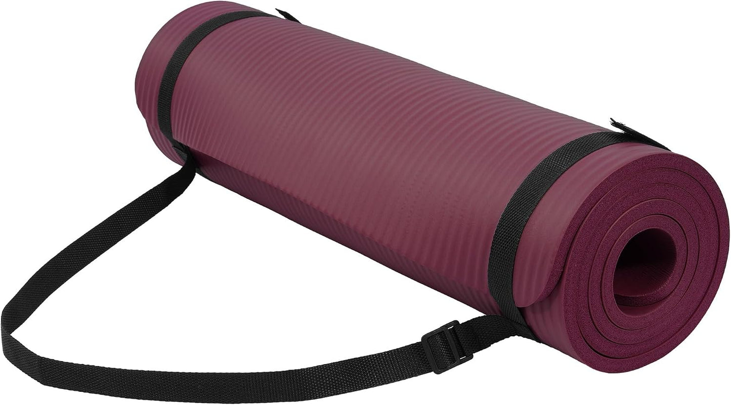 Yoga Mat, 1/2-Inch Extra Thick High Density Exercise Mat, Anti-Tear Exercise Yoga Mat with Carrying Strap, Suitable for Various Yoga Exercises