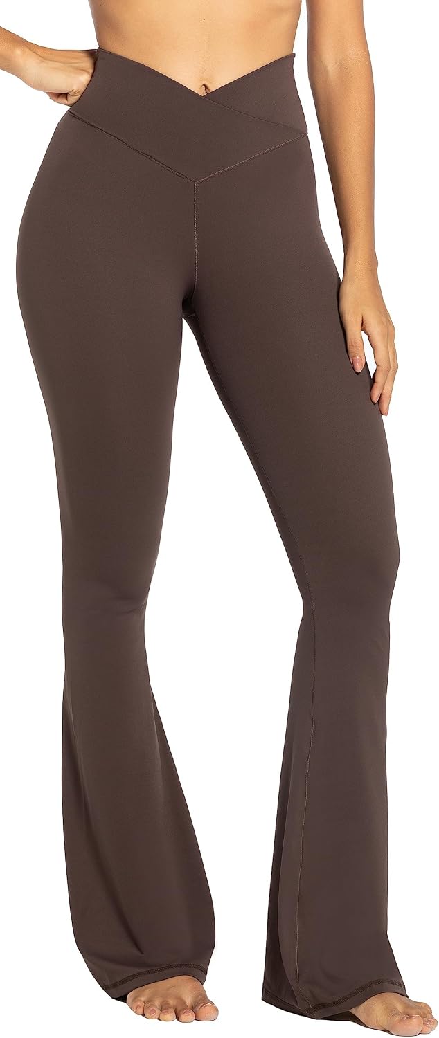 Leggings, Crossover Yoga Pants with Tummy Control, High-Waisted and Wide Leg