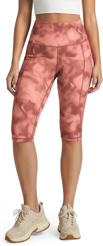 Women's High Waisted Yoga Capris with Pockets, Tummy Control Non See Through Workout Athletic Running Capri Leggings