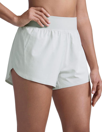 High Waisted Split Running Shorts for Women 3" - Comfy Mesh Liner for Workout Athletic Gym Track Quick Dry