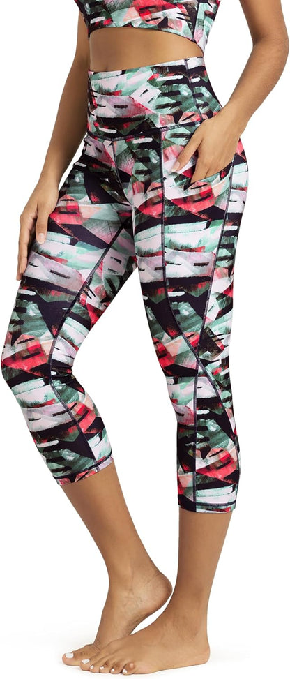 Women's High Waisted Yoga Capris with Pockets, Tummy Control Non See Through Workout Athletic Running Capri Leggings