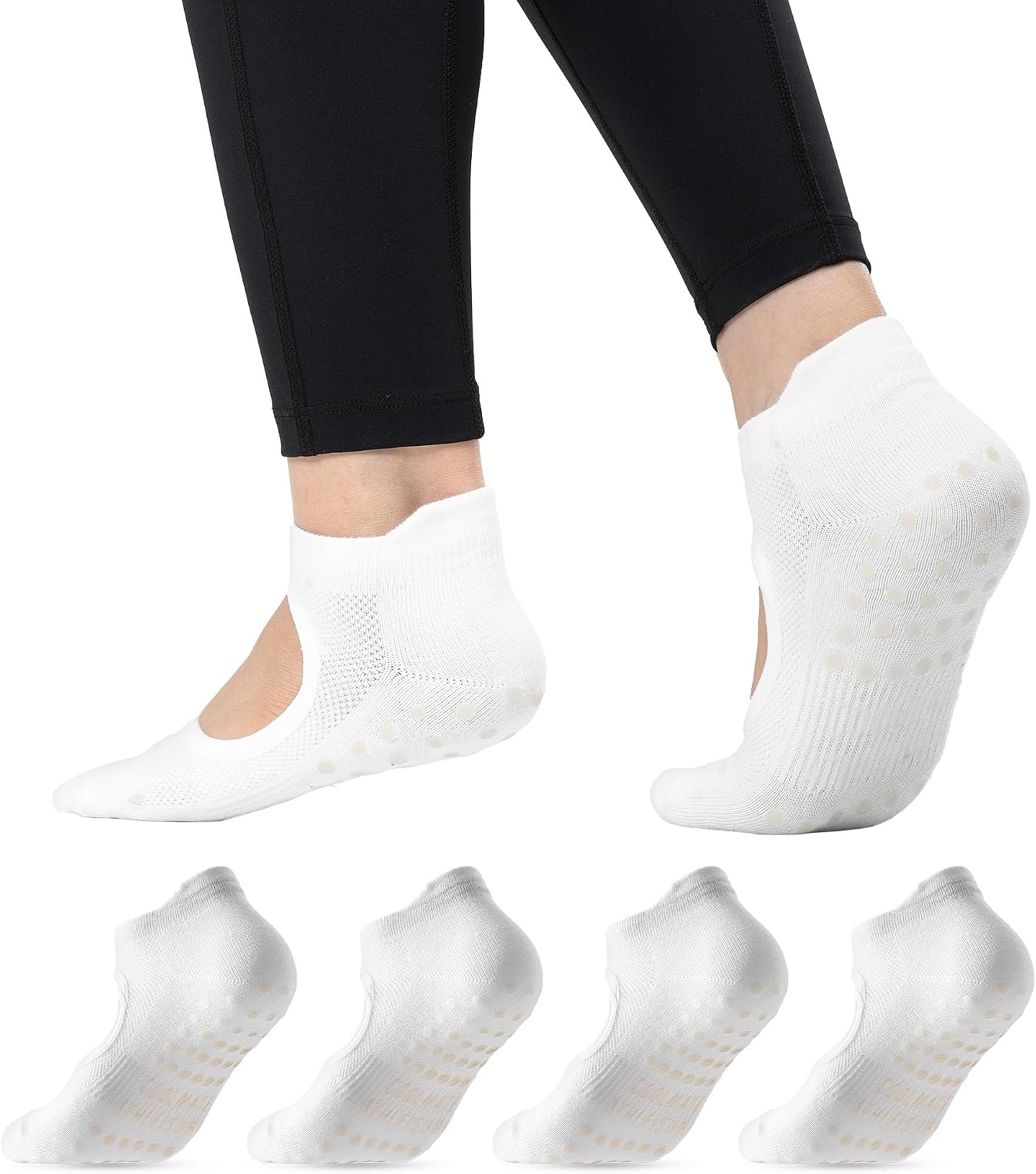 Pilates Socks with Grips for Women, Yoga Socks, Crew Non Slip Women for Barre, Pilates Gifts for Women