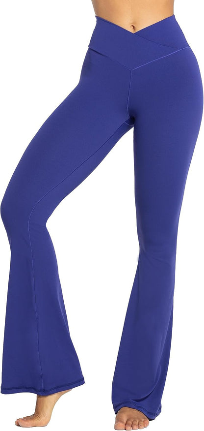 Leggings, Crossover Yoga Pants with Tummy Control, High-Waisted and Wide Leg