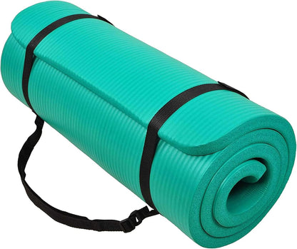 Yoga Mat, 1-Inch Extra Thick High Density Exercise Mat, Anti-Tear Exercise Yoga Mat with Carrying Strap, Suitable for Various Yoga Exercises, Multiple Colors