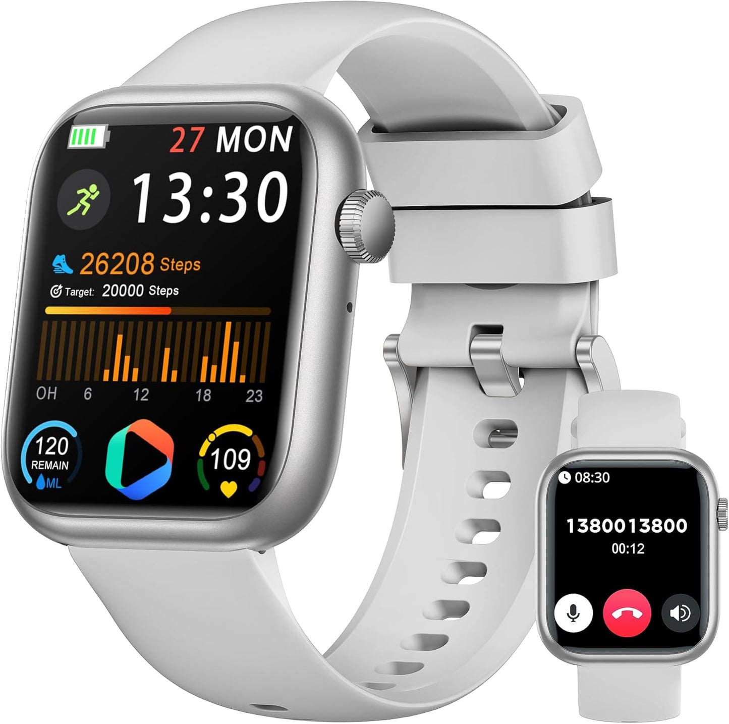 Smart Watch: 1.83" Call Answer FitnessTracker with Heart Rate & BloodPressure, IP68