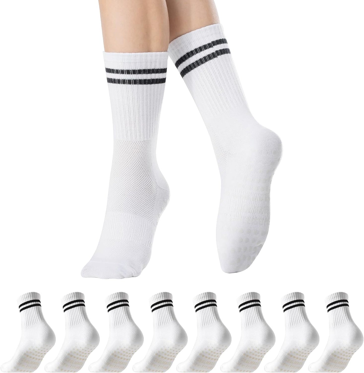 Pilates Socks with Grips for Women, Yoga Socks, Crew Non Slip Women for Barre, Pilates Gifts for Women