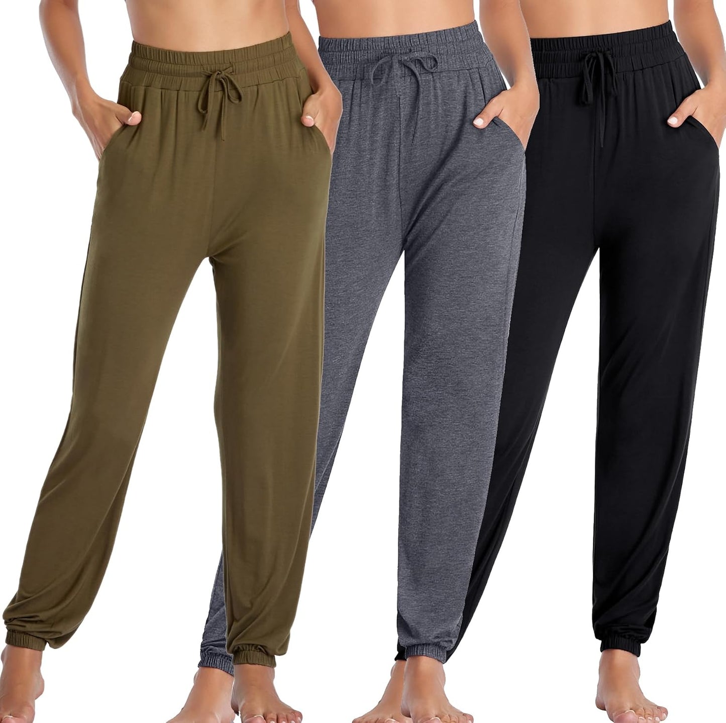 Women's Yoga Pants with Pockets Comfy Stretch Loose Wide Leg Casual Pants Breathable Running Workout Lounge Pants