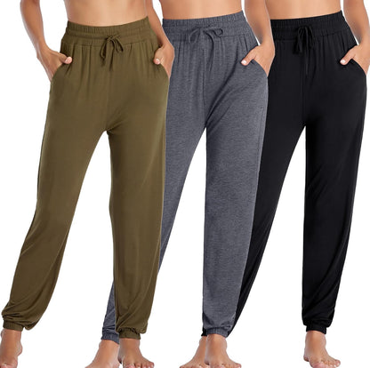 Women's Yoga Pants with Pockets Comfy Stretch Loose Wide Leg Casual Pants Breathable Running Workout Lounge Pants