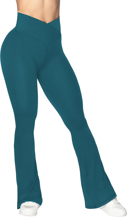 Leggings, Crossover Yoga Pants with Tummy Control, High-Waisted and Wide Leg