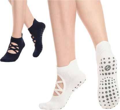 Pilates Socks with Grips for Women, Yoga Socks, Crew Non Slip Women for Barre, Pilates Gifts for Women