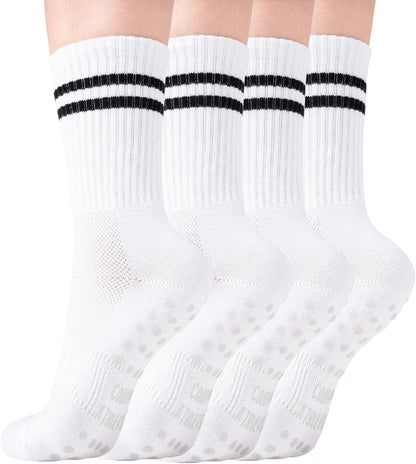 Pilates Socks with Grips for Women, Yoga Socks, Crew Non Slip Women for Barre, Pilates Gifts for Women