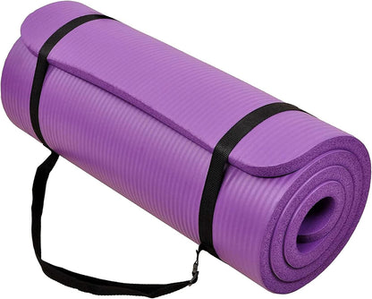 Yoga Mat, 1-Inch Extra Thick High Density Exercise Mat, Anti-Tear Exercise Yoga Mat with Carrying Strap, Suitable for Various Yoga Exercises, Multiple Colors