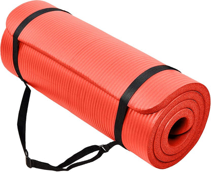 Yoga Mat, 1-Inch Extra Thick High Density Exercise Mat, Anti-Tear Exercise Yoga Mat with Carrying Strap, Suitable for Various Yoga Exercises, Multiple Colors