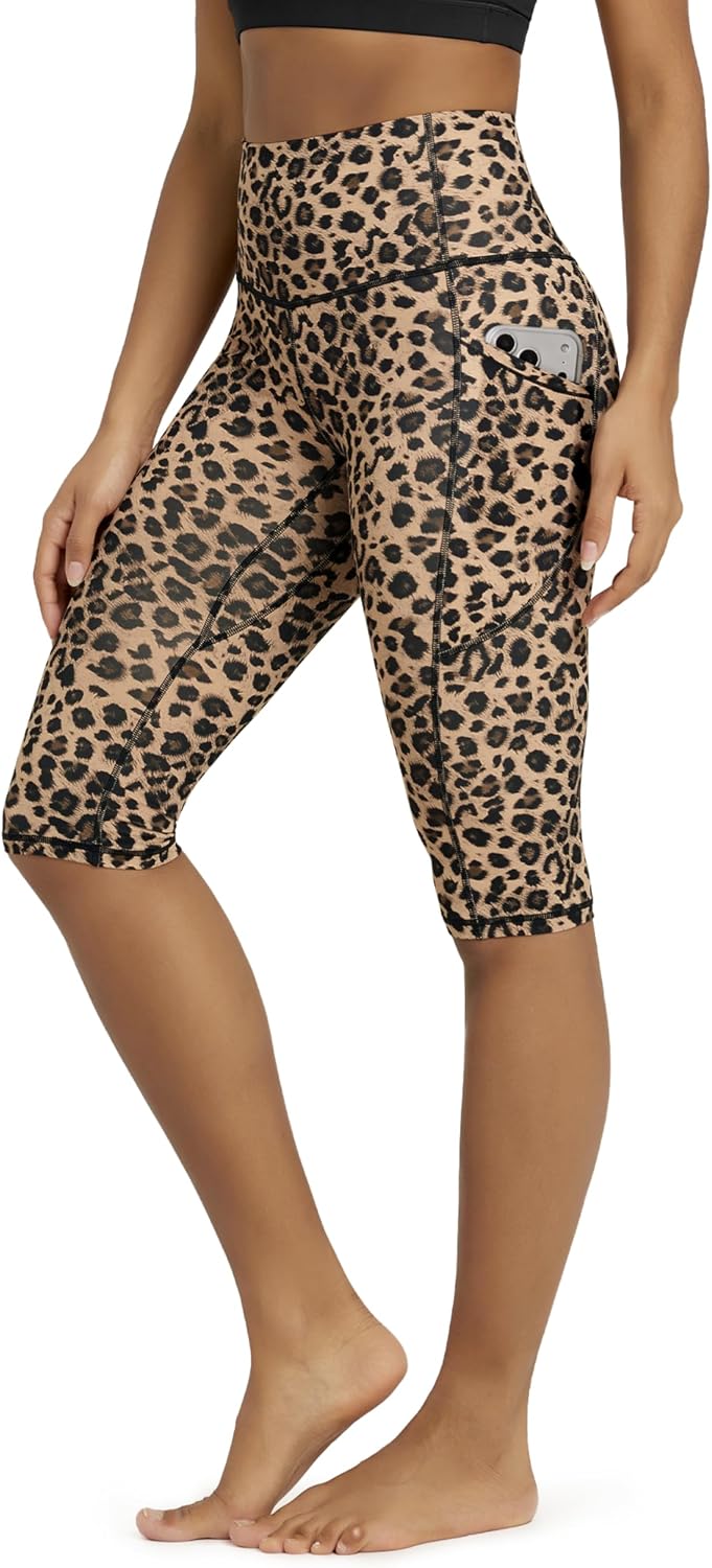 Women's High Waisted Yoga Capris with Pockets, Tummy Control Non See Through Workout Athletic Running Capri Leggings
