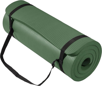 Yoga Mat, 1-Inch Extra Thick High Density Exercise Mat, Anti-Tear Exercise Yoga Mat with Carrying Strap, Suitable for Various Yoga Exercises, Multiple Colors