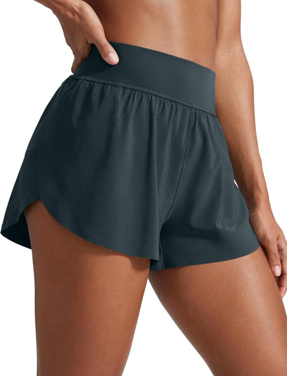 High Waisted Split Running Shorts for Women 3" - Comfy Mesh Liner for Workout Athletic Gym Track Quick Dry