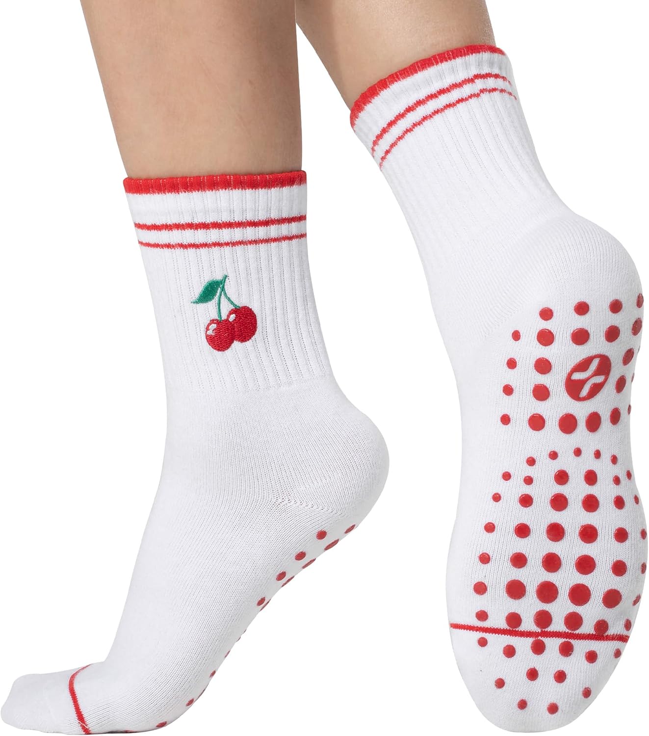 Pilates Socks with Grips for Women, Yoga Socks, Crew Non Slip Women for Barre, Pilates Gifts for Women