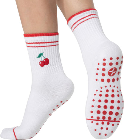 Pilates Socks with Grips for Women, Yoga Socks, Crew Non Slip Women for Barre, Pilates Gifts for Women