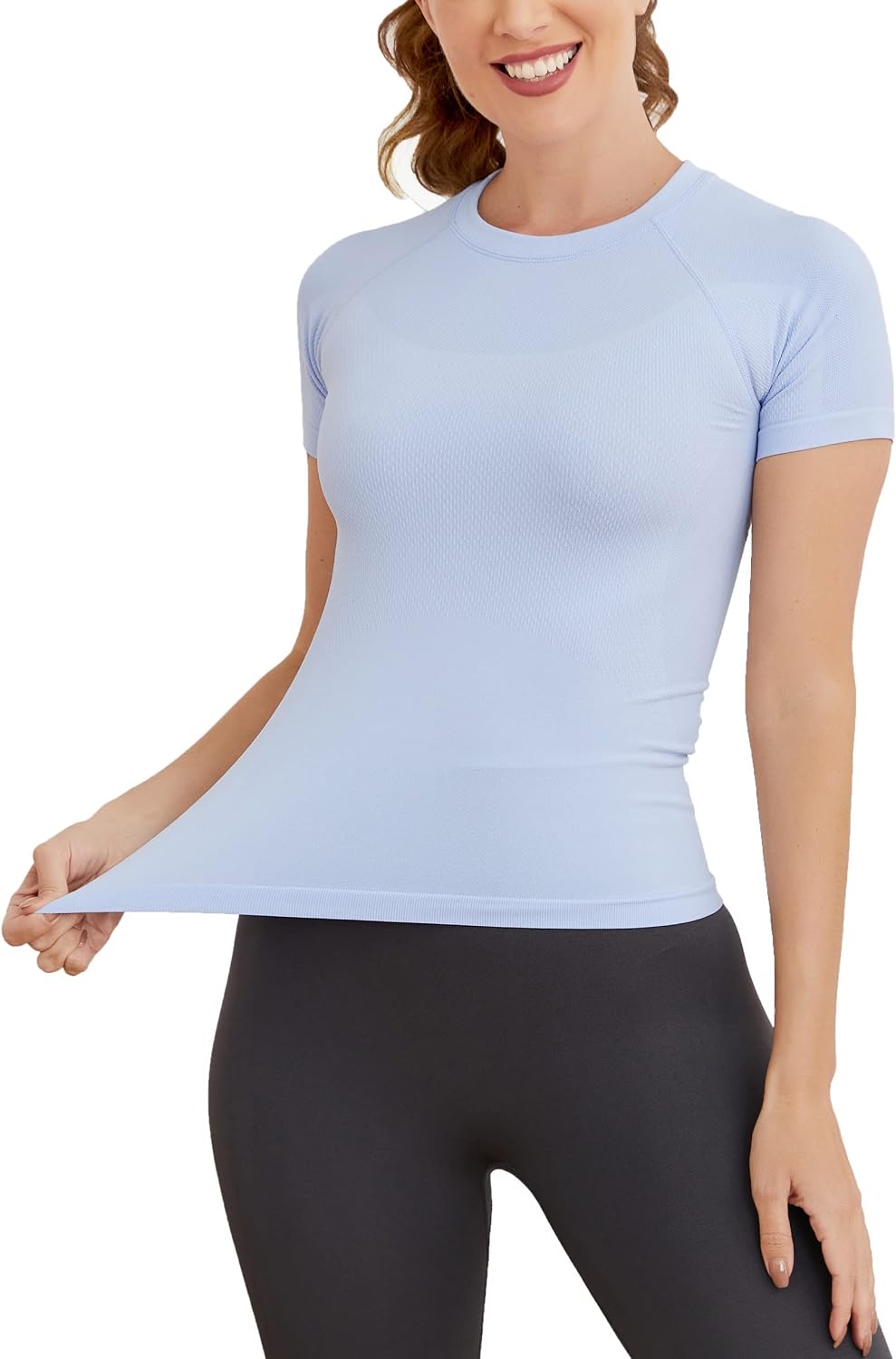 Short Sleeve Workout Tops for Women, Seamless Women's Compression Shirt, Yoga Running Athletic Shirts Soft Gym Tops