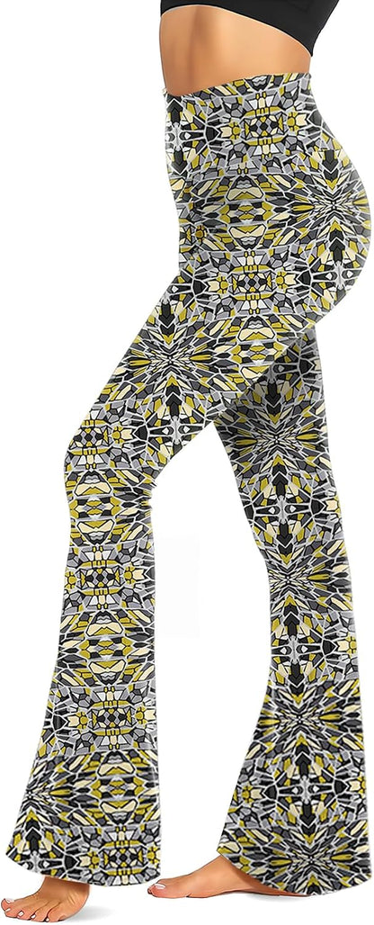 Black Flare Leggings for Women, Crossover Yoga Pants with Pockets Bootcut Flared Leggings