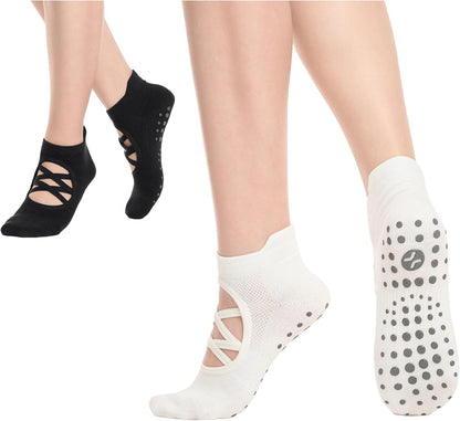 Pilates Socks with Grips for Women, Yoga Socks, Crew Non Slip Women for Barre, Pilates Gifts for Women