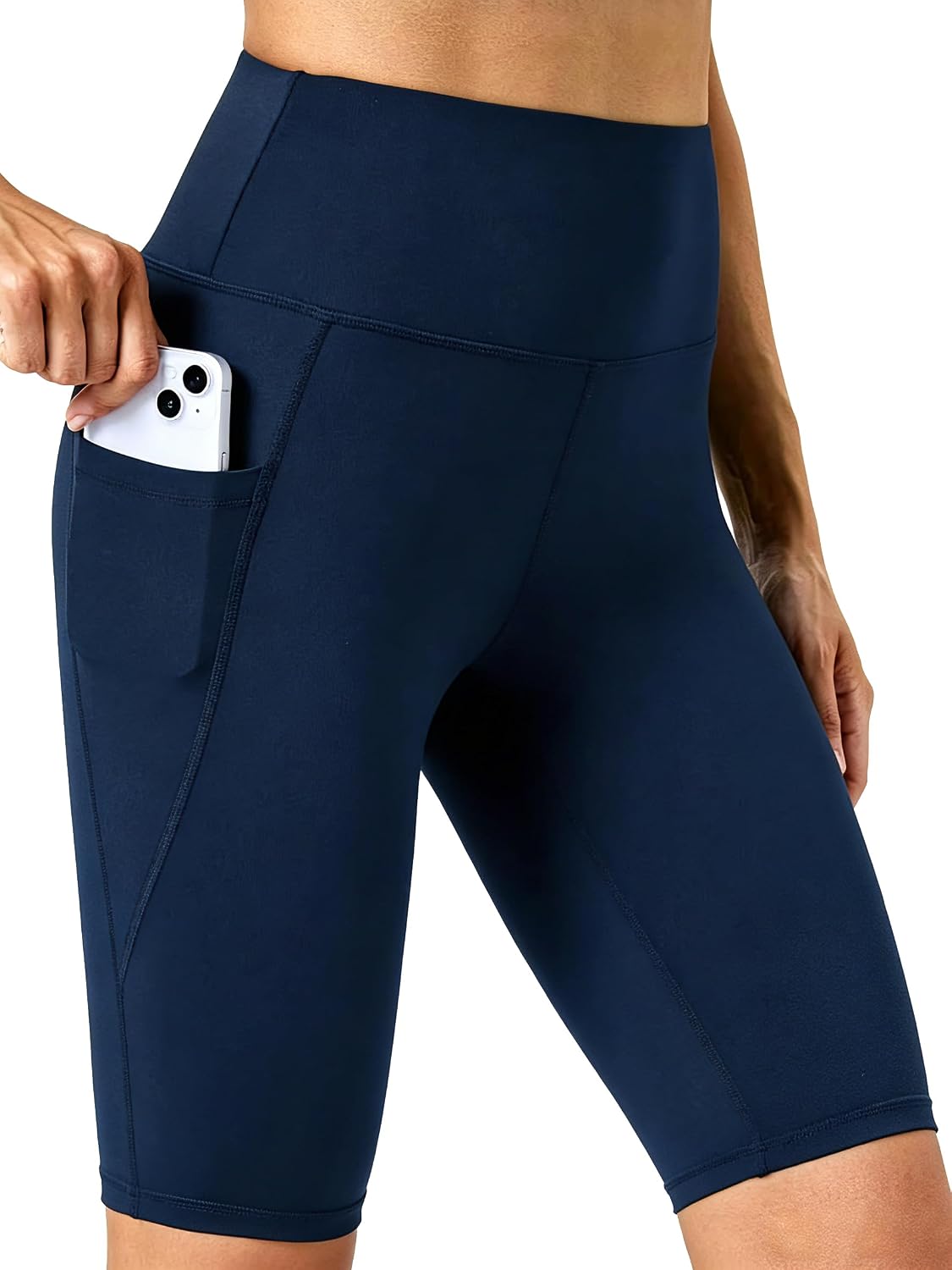 Biker Shorts Women with Pockets - Tummy Control Running Workout Gym Yoga Athletic Spandex Long Shorts