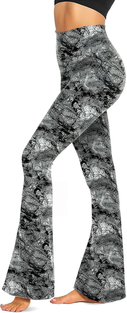 Black Flare Leggings for Women, Crossover Yoga Pants with Pockets Bootcut Flared Leggings