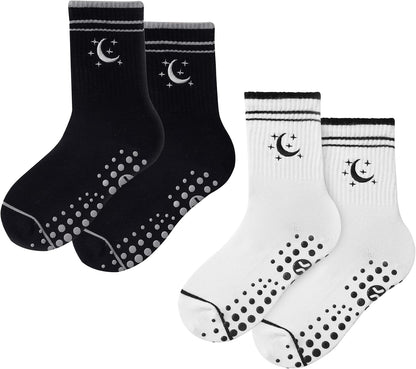 Pilates Socks with Grips for Women, Yoga Socks, Crew Non Slip Women for Barre, Pilates Gifts for Women