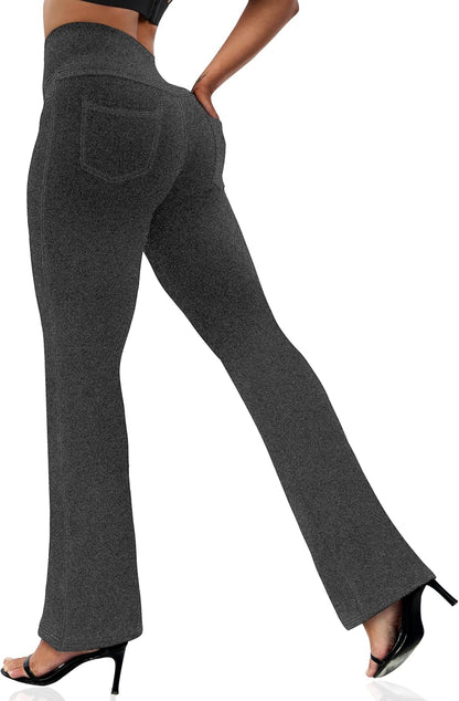 Women's Leggings - Bootleg Yoga Pants Flare with 4 Pockets,Tummy Control High Waisted Casual Dress Pants
