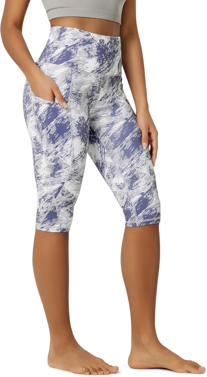 Women's High Waisted Yoga Capris with Pockets, Tummy Control Non See Through Workout Athletic Running Capri Leggings