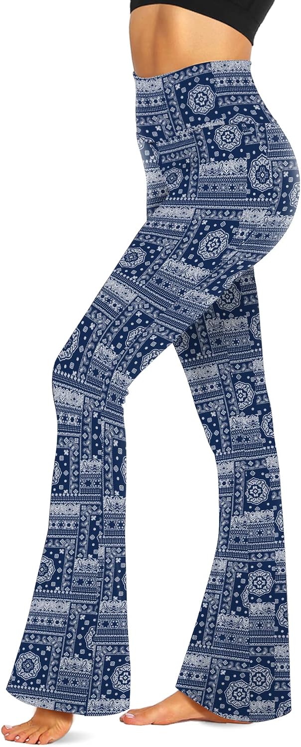 Black Flare Leggings for Women, Crossover Yoga Pants with Pockets Bootcut Flared Leggings