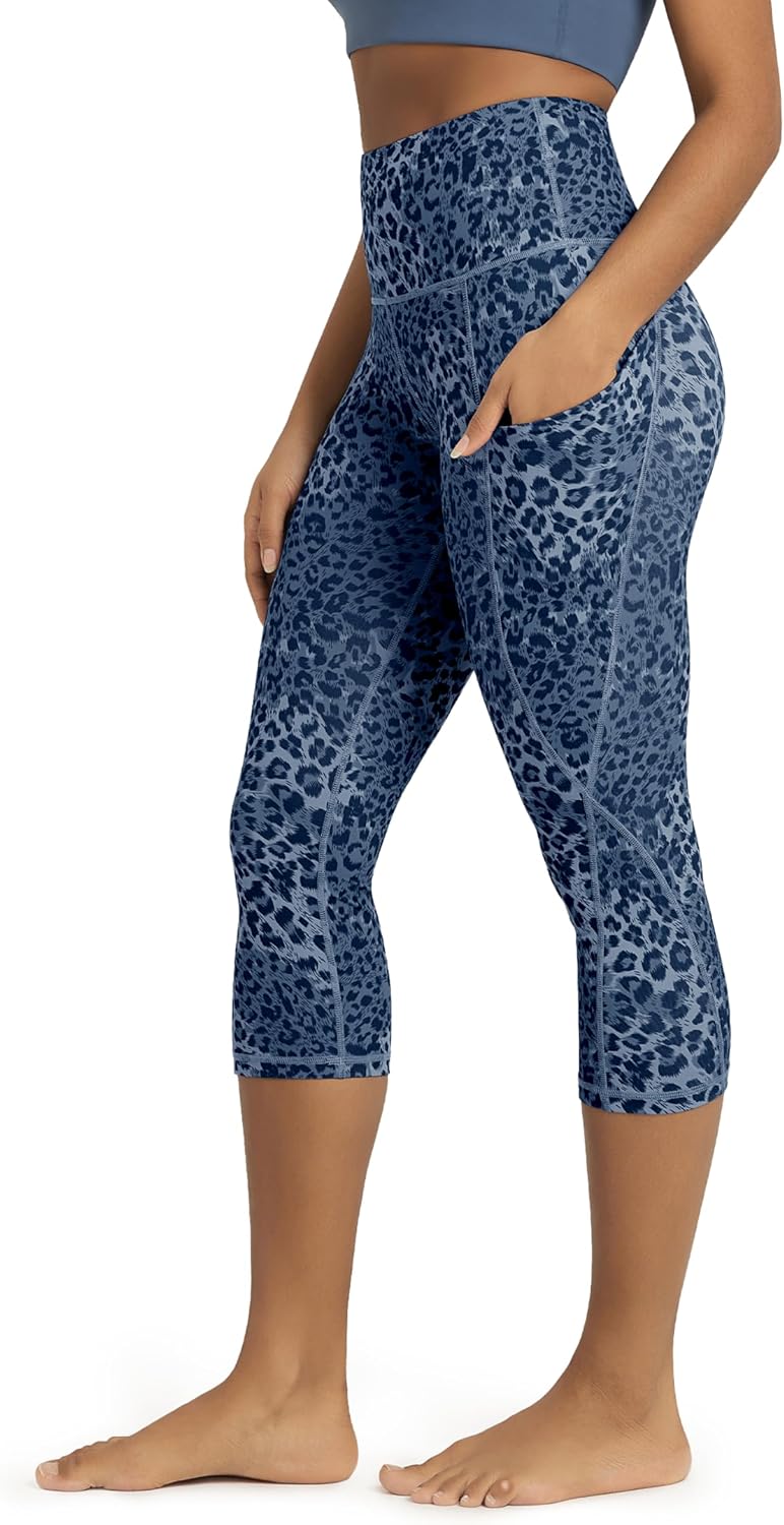 Women's High Waisted Yoga Capris with Pockets, Tummy Control Non See Through Workout Athletic Running Capri Leggings